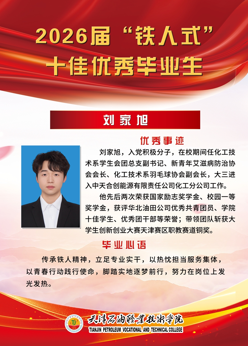 “铁人式”十佳毕业生事迹展示｜刘家旭