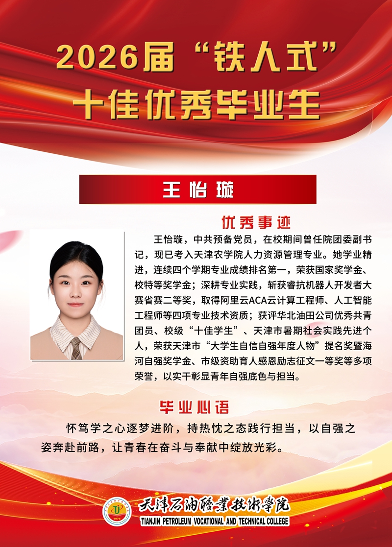 “铁人式”十佳毕业生事迹展示｜王怡璇